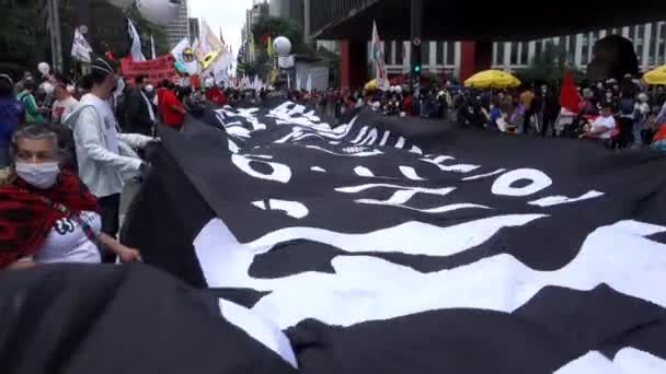 Protesta Contro Presidente Brasiliano Bolsonaro Giornata Della Coscienza Nera Fora — Video Stock