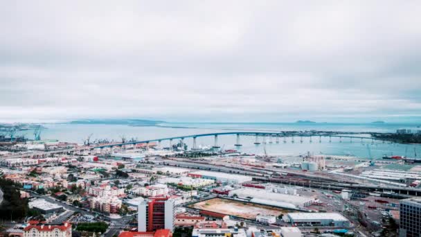 Tempo Nuvens Movendo Sobre Porto San Diego Dia Nublado — Vídeo de Stock