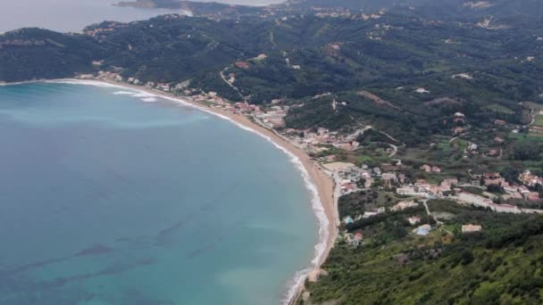 Kuzey Korfu Daki Güzel Agios Georgios Plajının Hava Manzarası — Stok video