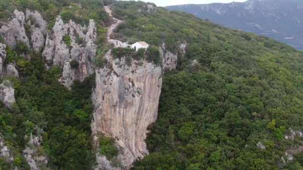Schöne Landschaft Von Kirche Und Felsen Von Korfu Griechenland — Stockvideo