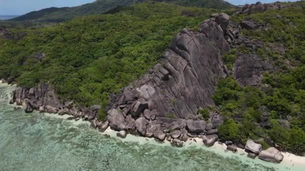 Seychelles Digue Rocks Aerial Drone53 Mp4 — Video Stock