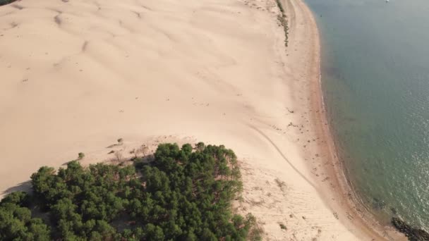 Powyżej Widok Naturalne Wydmy Piaszczyste Krajobrazy Nadmorskie Przybrzeżnej Wody Brzegu — Wideo stockowe