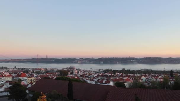 Denkmal Der Entdeckungen Lissabon Aus Der Sicht Des Nachthimmels — Stockvideo