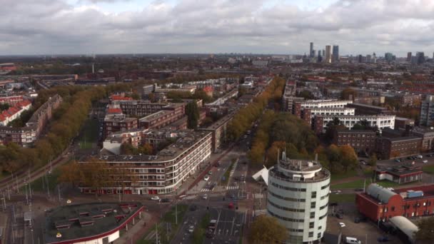 Tráfico Rotterdam Los Países Bajos Día Otoño Soleado — Vídeo de stock