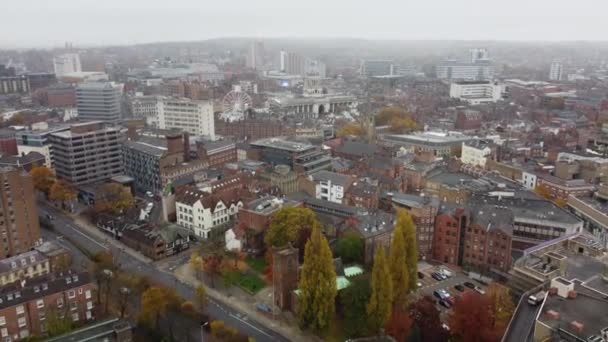 Aerial Nottingham City Vibrant Autumn Colours 2021 — Stock Video