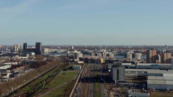 Veduta Del Traffico Del Porto Rotterdam Nei Paesi Bassi Una — Video Stock