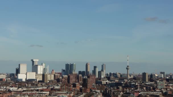 Zbliżenie Panoramy Rotterdamu Holandia Słoneczny Dzień — Wideo stockowe