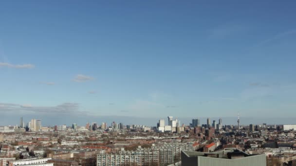 Wide Shot Skyline Rotterdam Netherlands Sunny Day — Stock Video