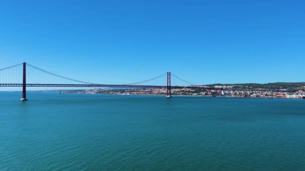 Tagus River Och Lissabon Portugal Från Vattnet — Stockvideo