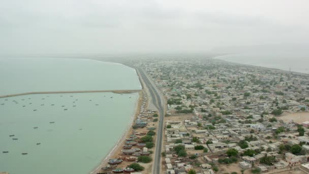 Boten Aangemeerd Het Strand Haven Van Gwadar Balochistan Pakistaanse Kuststad — Stockvideo