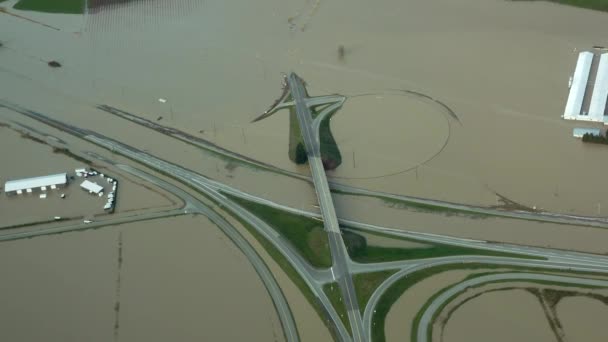 Carreteras Edificios Sumergidos Aguas Pluviales Causadas Por Fuertes Lluvias Ciudad — Vídeo de stock