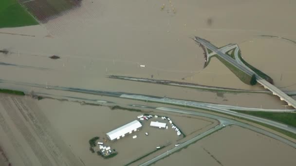 Ville Abbotsford Ravagée Par Les Inondations Colombie Britannique Canada Aérien — Video