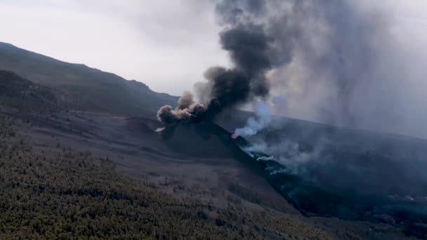 Drohnenaufnahmen Des Vulkans Palma — Stockvideo