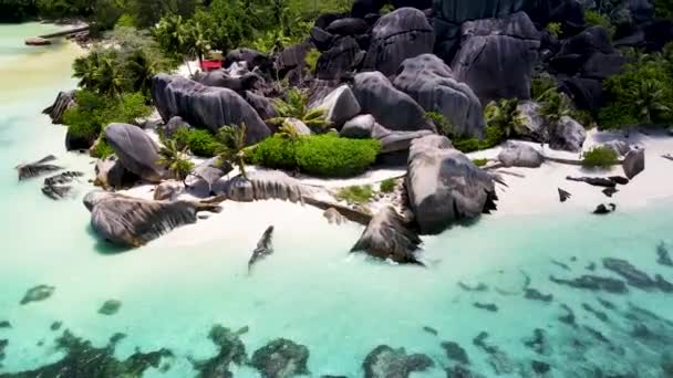 Seychelles Digue Rocks Aerial Drone31 Mp4 — Video Stock