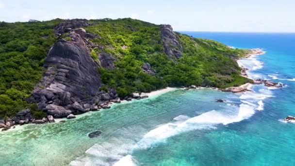 Seychelles Digue Rocas Aéreas Drone56 Mp4 — Vídeo de stock