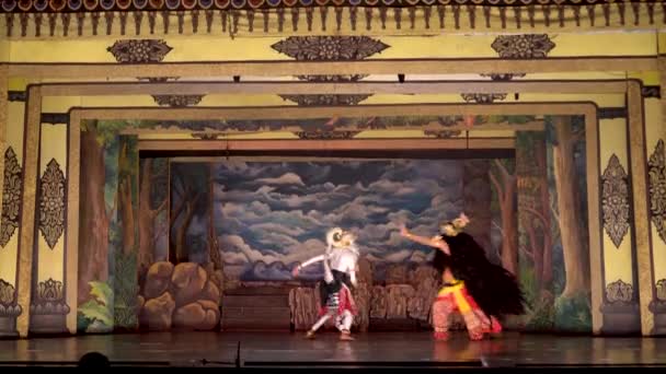 História Hanoman Luta Ravana Gigante Teatro Sriwedari Vista Mão — Vídeo de Stock
