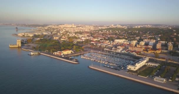 Meeresumrundung Lissabon Bei Sonnenaufgang — Stockvideo