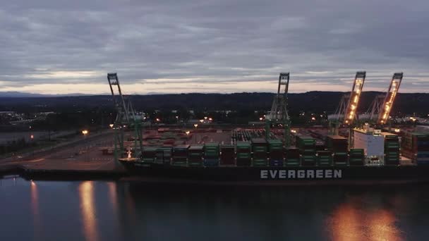 Grues Chantier Conteneurs Port Maritime Tacoma Aube Washington États Unis — Video