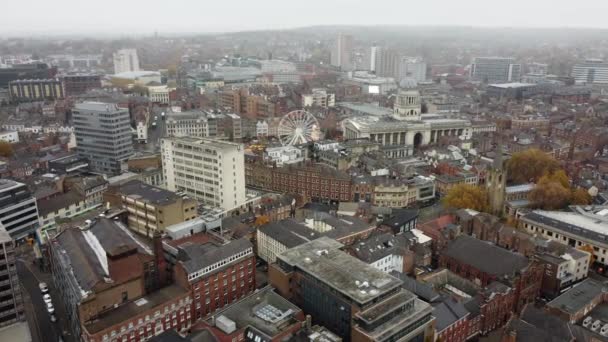 Nottingham City Centre Angleterre Drone Images Aériennes Couleurs Vives Automne — Video