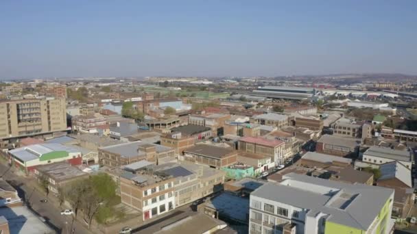 Flying Low Ground Buildings Houses Backward Movement — Stock Video