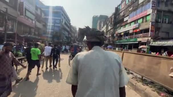 Použití Místní Kolo Rikša Taxi Pro Přepravu Dháce Bangladéš Pov — Stock video