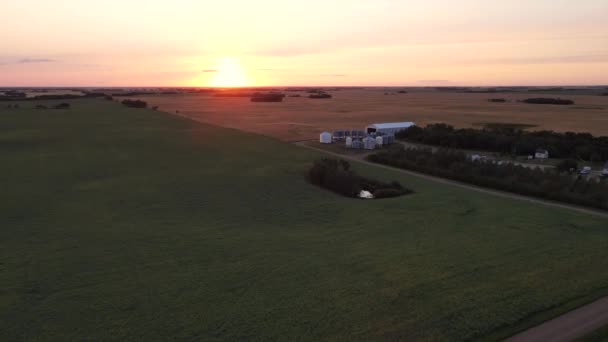 Drone Volando Por Una Granja Familiar Alberta Rural Increíblemente Vasto — Vídeos de Stock