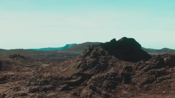 Vulkanische Rotsen Rode Woestijn Lucht Drone — Stockvideo