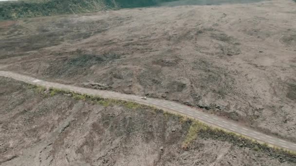 Road Old Lava River Coast Aerial Drone — Stock Video