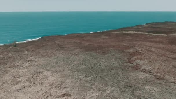 Côte Lave Volcanique Avec Océan Bleu Drone Aérien — Video