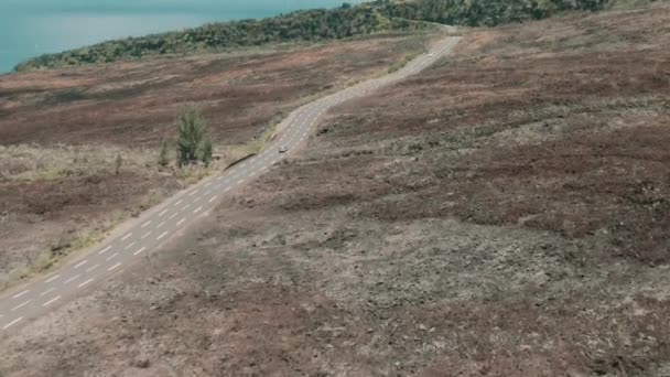 Carretera Viejo Río Lava Cerca Costa Aerial Drone — Vídeos de Stock