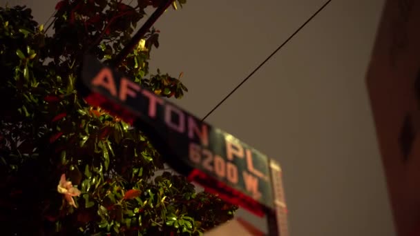 Afton Place Straßenschild Hollywood — Stockvideo