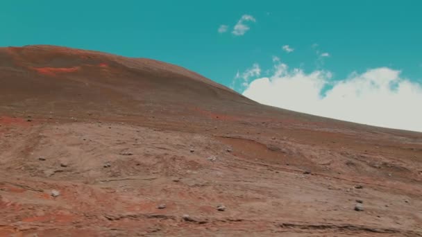 Червона Установка Вулканічній Пустелі Повітряний Безпілотник — стокове відео