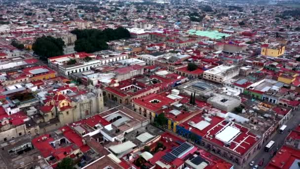 Αεροφωτογραφία Γκρο Πλαν Της Πόλης Του Ιστορικού Κέντρου Της Oaxaca — Αρχείο Βίντεο