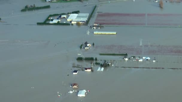 Zanurzone Domy Gospodarstwa Katastrofalnej Powodzi Abbotsford Kolumbia Brytyjska Kanada Antena — Wideo stockowe