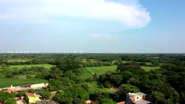 Αεροφωτογραφία Πάρκου Ανεμογεννητριών Κοντά Στην Πόλη Οαχάκα Του Μεξικού Γυρισμένη — Αρχείο Βίντεο