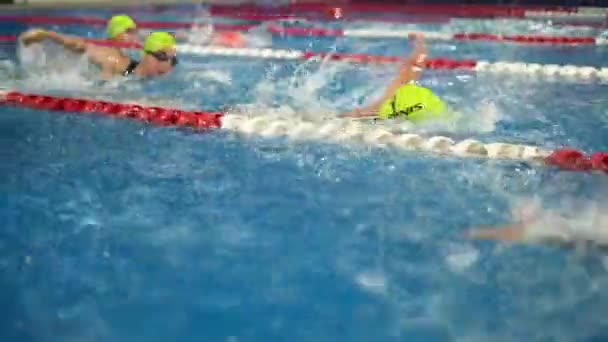Svømmeropplæring Profesjonelt Basseng Med Svømmehette Svømmebriller – stockvideo