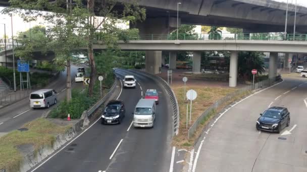 Hong Kong Gündüz Vakti Yoğun Yollar Otoyollar Durağan — Stok video