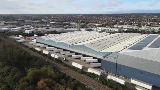 Centro Distribución Sainsbury Rye Park Hoddesdon Inglaterra Hertfordshire Aerial Drone — Vídeo de stock