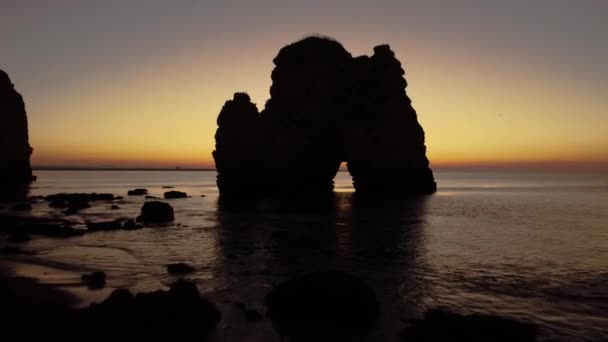 Drone Video Sunrise Algarve Portugal — Stock Video