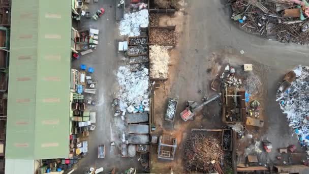 Recycling Yard Hoddesdon Hertfordshire Luft Drohne Overhead Ansicht — Stockvideo