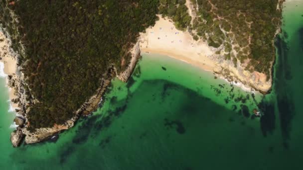 Drone Top View Secret Beach Coast Portugal — Stock Video