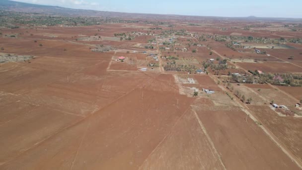 Aerial Distant Town Beautiful Landscape Kenya — Stock Video