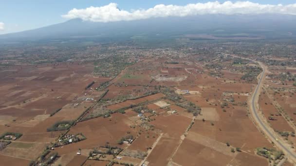 Høj Jib Smukt Landskab Landdistrikterne Kenya Med Lille Det Fjerne – Stock-video