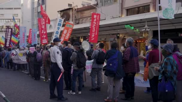 Pride Parade Rights Lgbt Downtown Kyoto — Stock Video