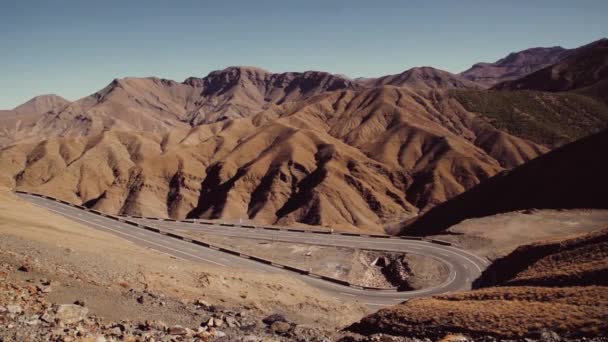 Estrada Montanhas Deserto Paisagem Região Ourzazate Marrocos — Vídeo de Stock