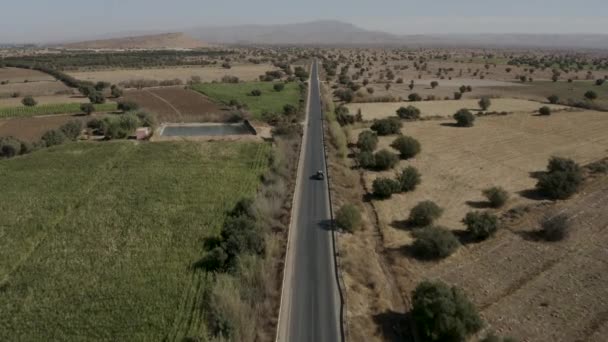 Vanuit Lucht Een Auto Het Zuiden Van Marokko — Stockvideo