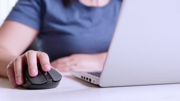 Kadını Eller Klavyeye Basıyor Bir Bilgisayar Faresine Tıklıyor — Stok video