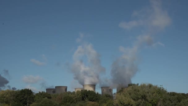 Dym Dochodzący Elektrowni Drax Drax Village Niedaleko Selby Yorkshire — Wideo stockowe