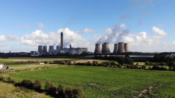 Drone Záběry Drax Power Station Drax Village Poblíž Selby Yorkshire — Stock video