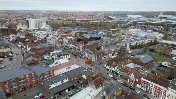 Hoddesdon Hertfordshire Town Centre Aerial Drone Point View — Stock Video